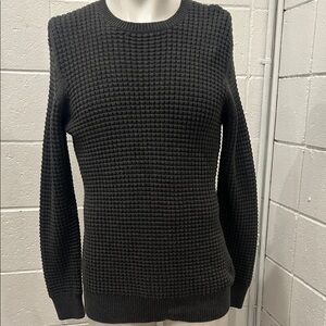 All Saints Textured Black Crewneck Sweater